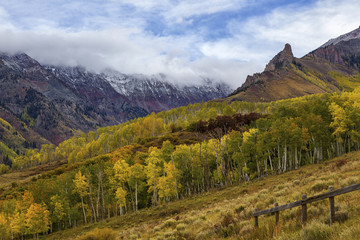 Fototapeta na wymiar Clouds over a Colorado Autumn Mountain Landscape
