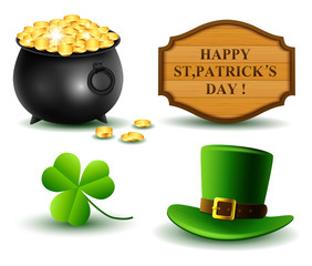 Set of St. Patrick's Day symbols. Vector illustration.