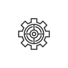 Cogwheel outline icon. linear style sign for mobile concept and web design. Gear setting simple line vector icon. Symbol, logo illustration. Pixel perfect vector graphics