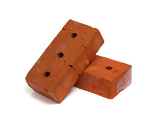 Red brick isolated on white