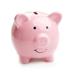 pink piggy bank isolated on white background