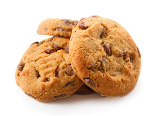 heap of chocolcate cookies isolated on whtie background
