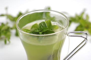 tea mint on white