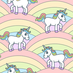 Seamless pattern with unicorns