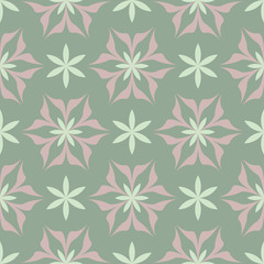 Olive green floral seamless pattern. Background with flower designs