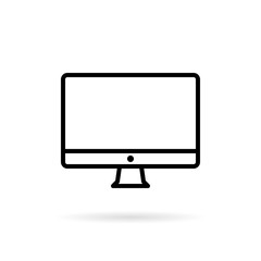 Outline computer monitor icon. pc symbol isolated on white background. Vector illustration.