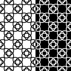 Black and white geometric prints. Set of seamless patterns