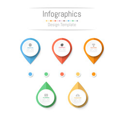 Infographic design elements for your business data with 5 options, parts, steps, timelines or processes. Vector Illustration.