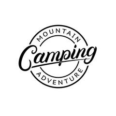 Camping hand written lettering logo