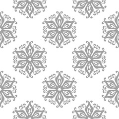 White and gray floral seamless pattern