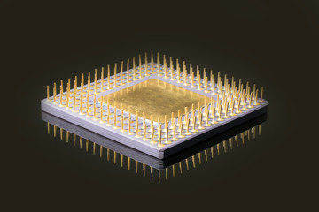 Chip CPU processor processor with the underside, on a black background