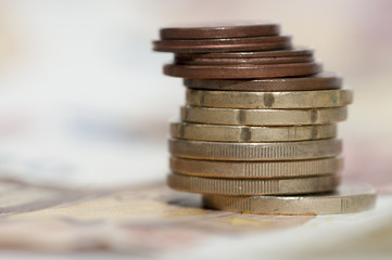 Monedas de euro apiladas