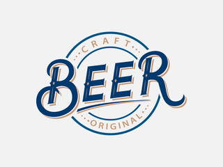 Beer hand written lettering logo, label.