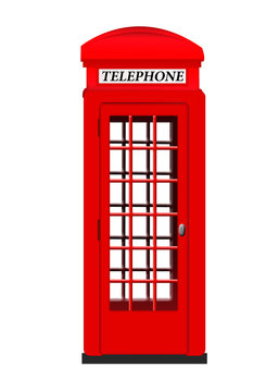 Isolated red phone booth on white background