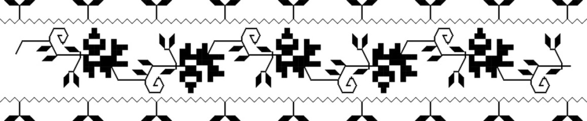 Traditional Romanian folk art knitted embroidery pattern