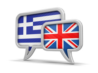 Speech bubbles with flags. Image with clipping path