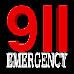 Stock Illustration - Red 911, White Emergency, 3D Illustration.