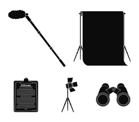 Hromakey, script and other equipment. Making movies set collection icons in black style vector symbol stock illustration web. © pandavector