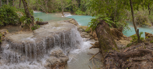 Panorama of Kuang Si waterfall