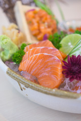 Fresh raw salmon fish menu in luxury