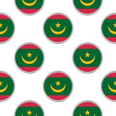 Seamless pattern from the circles with flag of Mauritania.