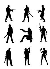 People With Firearms Silhouettes