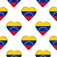 Seamless pattern from the hearts the flag of Venezuela.