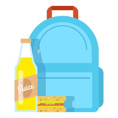 Lunch box school icon, flat style