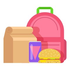 Lunch box kid icon, flat style