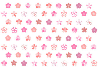 桜・桃・梅の花柄背景イラスト