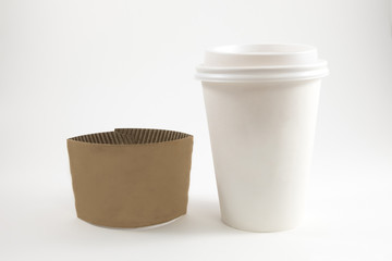 white background glass of coffee placed on white floor. image for copy space, food, drink, isolated, cafe, beverage, business concept