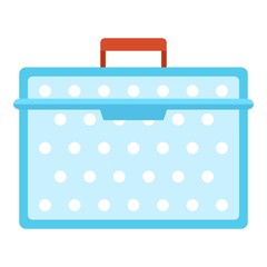 Lunch box plastic icon, flat style
