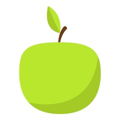 Green apple icon, flat style