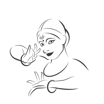 

illustration in the form of an Indian dancing girl in the form of a symbol or logo
