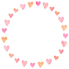 ハートのフレーム　暖色　丸