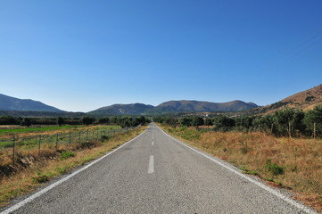 An empty road through the field