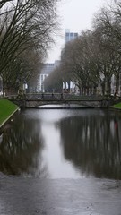 D&uuml;sseldorf K&ouml;nigsallee, middle ditch with water, bridges, lanterns and trees
