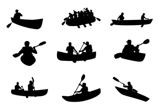 Kayaking and Rafting Silhouettes