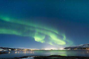 Fototapeta na wymiar The polar lights in Norway. Tromso.Vikran