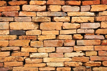 Ancient brick stone wall horizontal background texture
