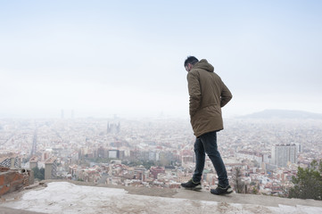 Man with Barcelona view