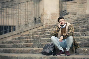 young man at barcelona streets