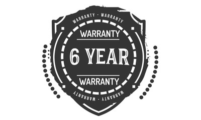 6 years warranty icon vintage rubber stamp guarantee