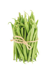 Bundle of fresh green beans isolated on white - 193993511