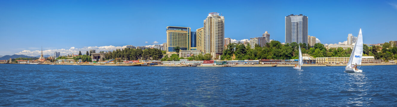 SOCHI, RUSSIA - MAY 21, 2016: Panorama of Sochi during the regatta.