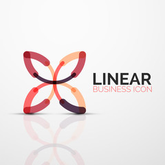 Outline minimal abstract geometric linear business icon made of line segments, elements