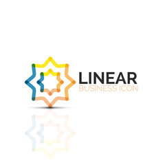 Abstract flower or star, linear thin line icon. Minimalistic business geometric shape symbol created with line segments
