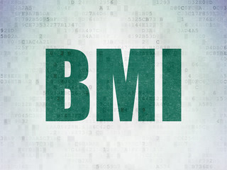 Medicine concept: Painted green word BMI on Digital Data Paper background