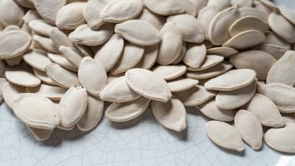 pumkin seed group close up background