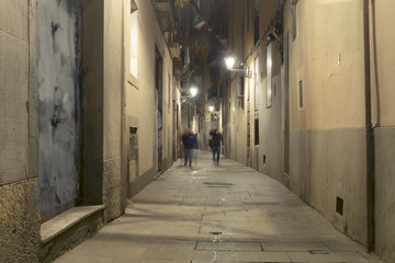 Fototapeta na wymiar Streets of barcelona at night
